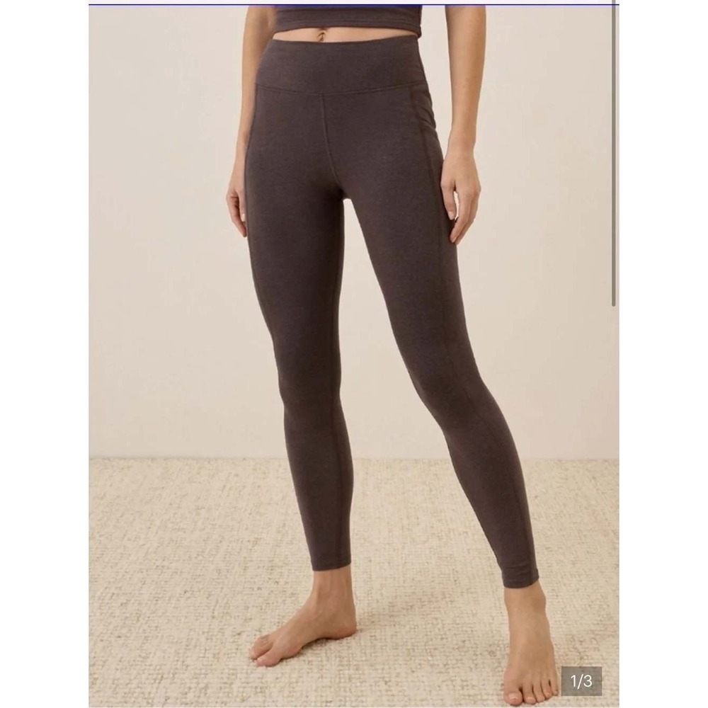 Pact Go-To Pocket Leggings Heather Brown Organic Cotton Medium Earthy Gorpcore